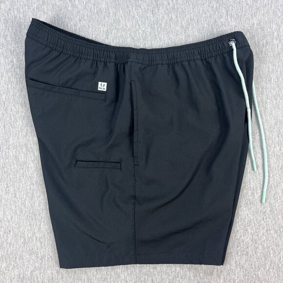 Huk Capers Swim Trunks Mens XL Black Mesh Lined Pockets Drawstring Fishing - Picture 3 of 13